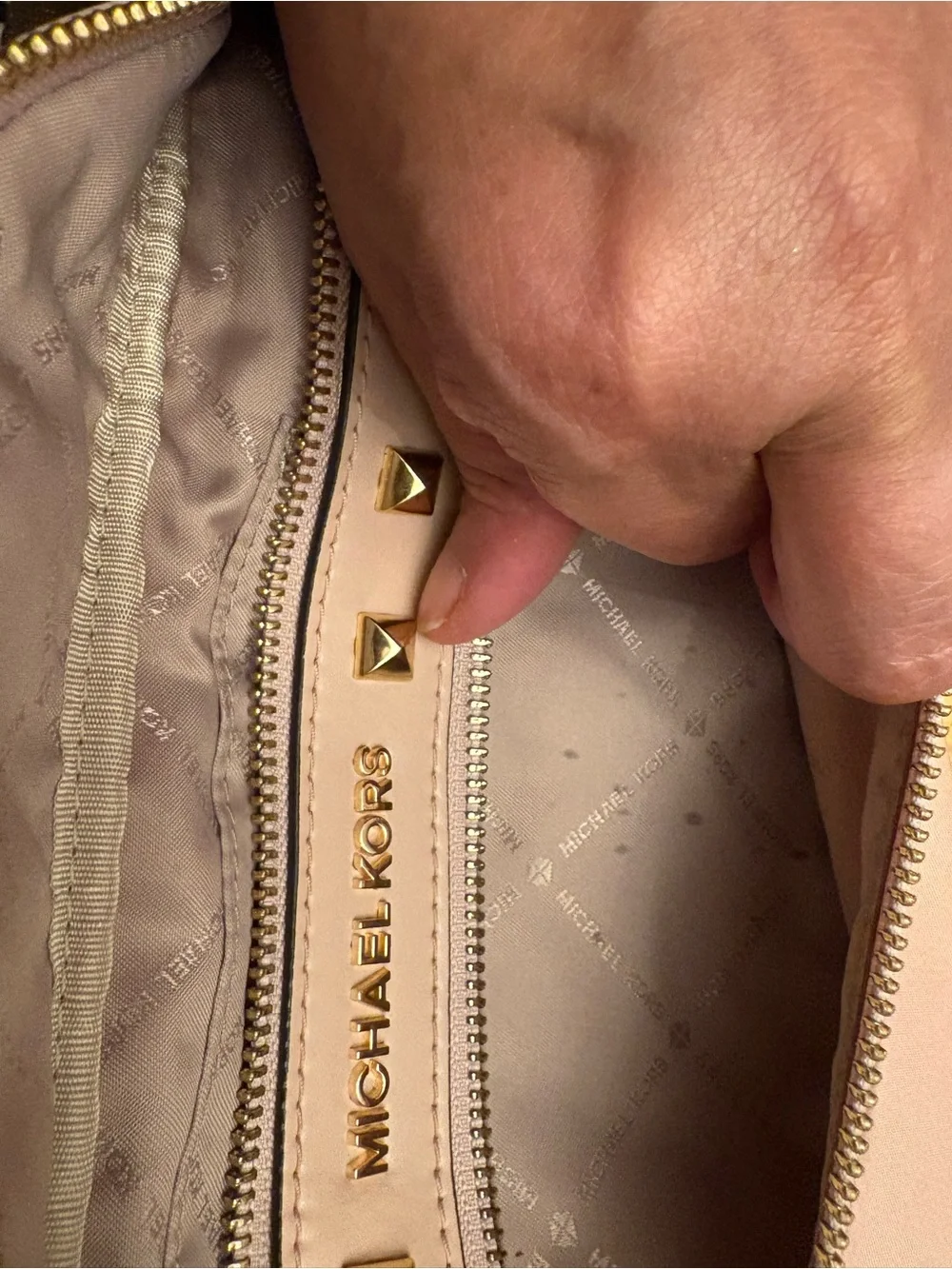 Michael Kors Blush Leather Studded Crossbody Belt Bag